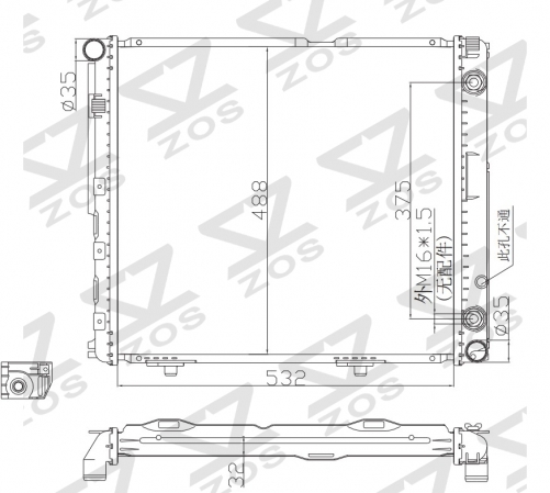 Mercedes-Benz S124 W124 1984-1993 E-CLASS 1993-1996 radiator 532mm