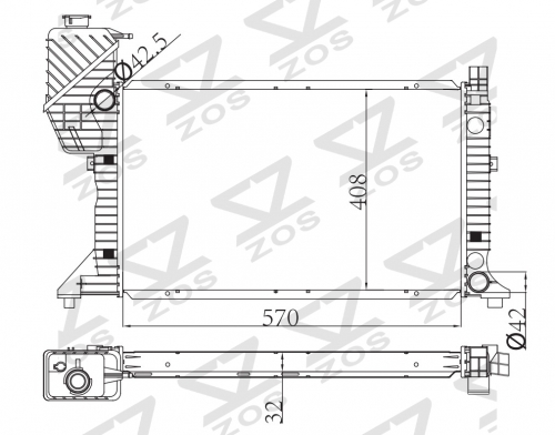 62687A Mercedes-Benz SPRINTER 2 3 4 1995-2006 Core Length 570 mm radiator