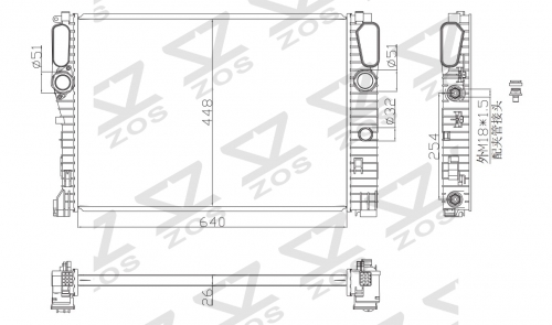 Mercedes-Benz CL55 AMG CLK63 AMG E55 AMG CLS500 E500 2003-2011 radiator