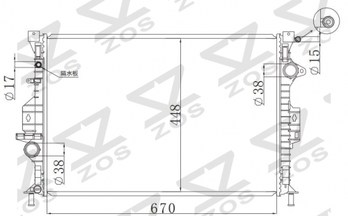 FORD S80 2.4D/2.4B;VOLVO S/V 60 /2.4D2.4B;XC40/2.4B/LANDROVER FRILANDER 2.0D/2.0B 2009 MT radiator