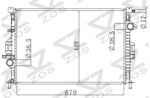 FORD S80 2.4D/2.4B;VOLVO S/V 60 /2.4D2.4B;XC40/2.4B/LANDROVER FRILANDER 2.0D/2.0B 2009 MT radiator