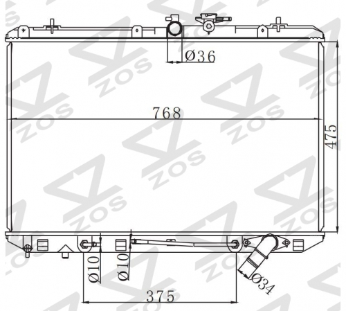 TOYOTA HIGHTLANDER 2.7 L4 2009-2012 AT radiator