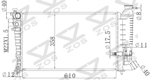 PEUGEOT 306 1.9 TD 93-/ZX(N2)1.9 TD 91- MT radiator