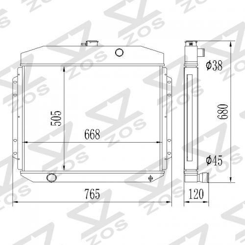 ford truck 505mm core size aluminum radiator