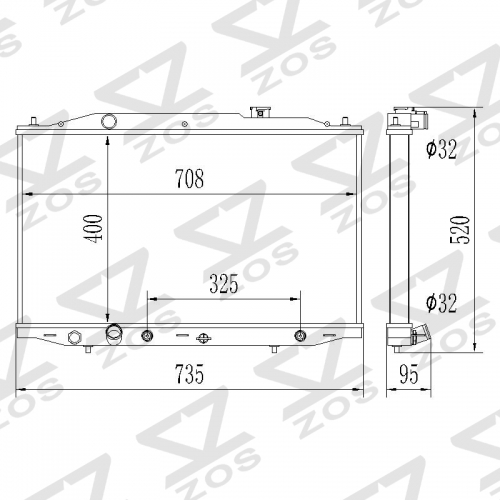 HONDA Accord 2.4L L4 ACCORD VII (CL, CN) 2.4 (CL9) ACCORD VII Tourer (CM, CN) 2.4 (CM2) 2003-02 - 2008-05 aluminum radiator