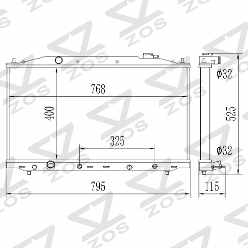 Honda Accord Crosstour 2.4L L4 2008-2015 ACCORD VIII Estate (CW) ACCORD VIII (CU) 2.4 i (CU2) ACCORD IX Saloon (CR) 2.4 (CR2) 2008- aluminum radiator