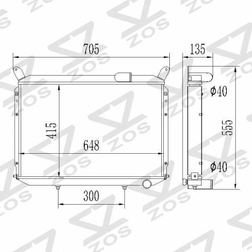 Nissan 300ZX 3.0L V6 2960cc 181ci 1984-1988 aluminum radiator