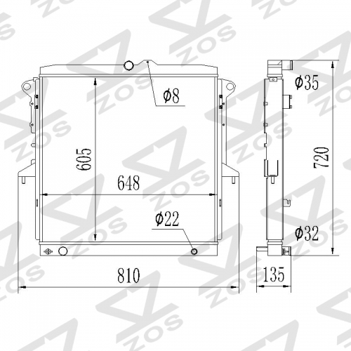 FORD RANGER (TKE) 3.2 TDCi 4x4 2011- aluminum radiator 22MM pipe