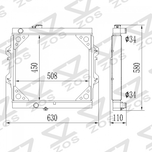 aluminum radiator for TOYOTA HILUX 	HILUX VI Pickup (_N1_) 2.4 TD 4WD LN165_, LN170_, LN190_, LN165, LN165H 1998-08 - 2002-01