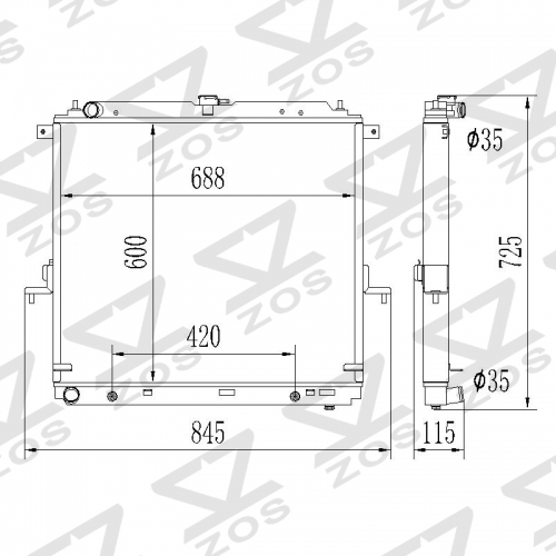 Aluminum Radiator for Nissan Navara D40 / NP300 D22 / Pathfinder R51 2.5 dCi Diesel 2005-2014（check bracket)
