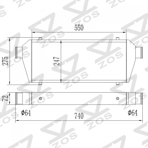 intercooler 230*550*62 OD:64mm