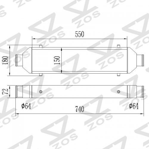 intercooler 140*550*62 OD:64mm