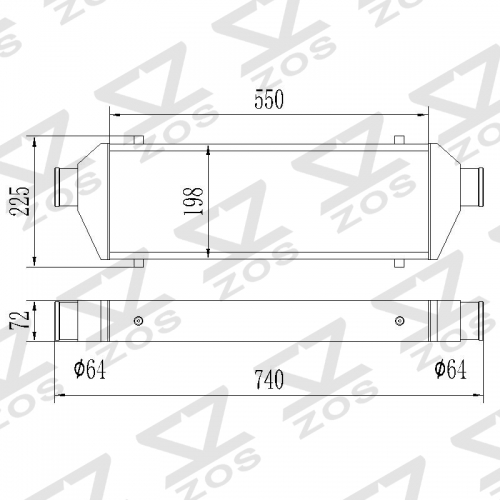 intercooler 180*550*62 OD:64mm