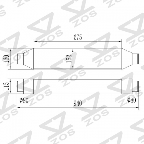 core tube and fine is 675*150*100 intercooler