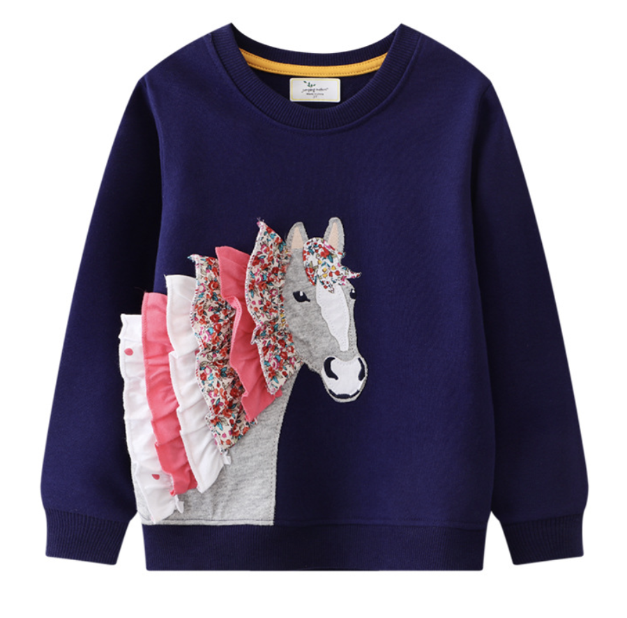 Girls 2023 sweatshirt autumn new style children's unicorn pattern long-sleeved autumn children's top