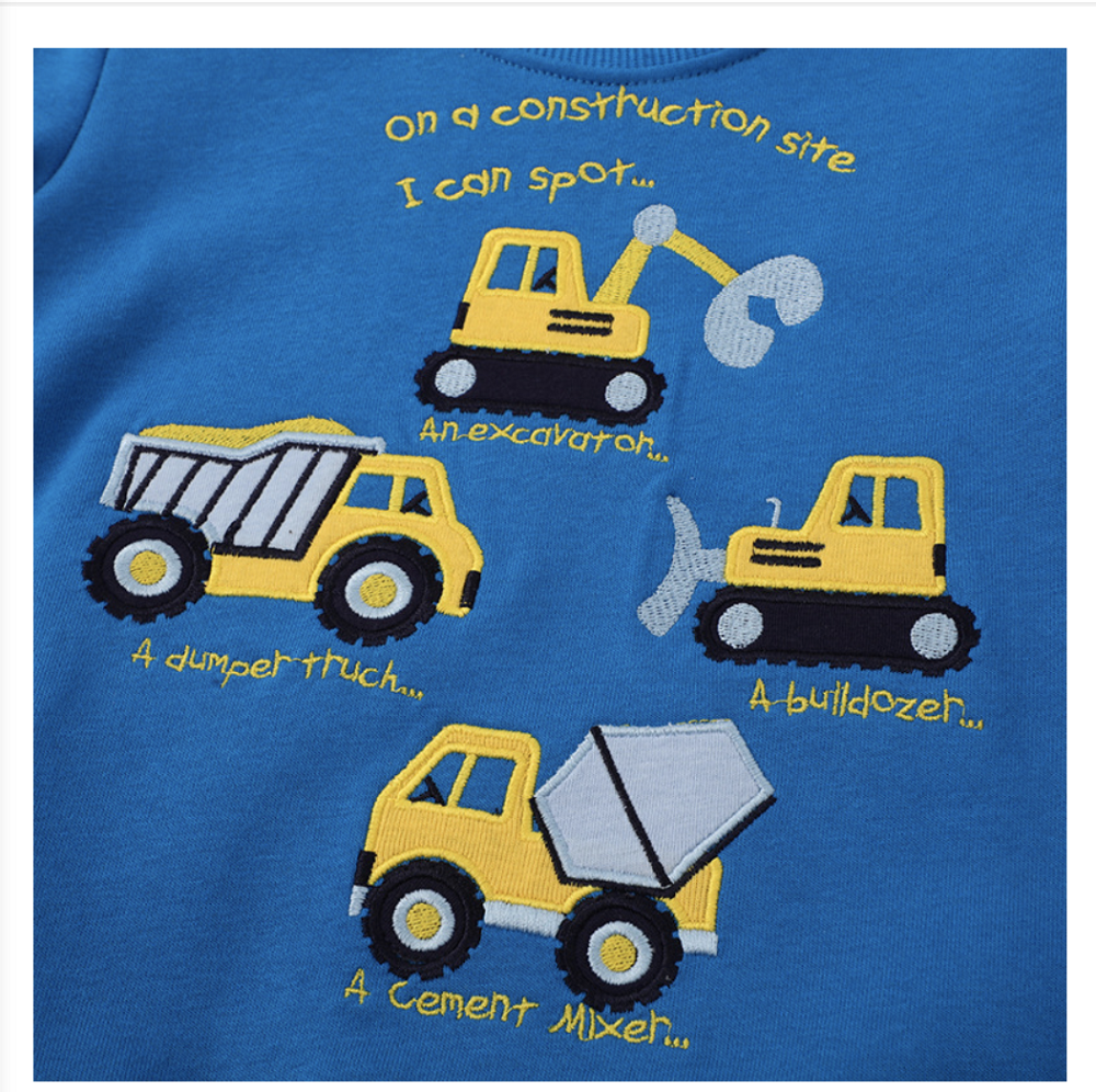 Children's sweatshirts boys and girls tops 2023 autumn new baby pullover cartoon car embroidered tops