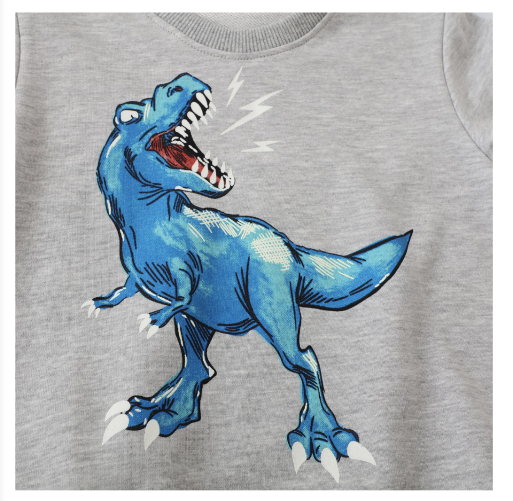 Spot spring children's luminous dinosaur pattern European and American children's clothing cotton long-sleeved handsome sweatshirt