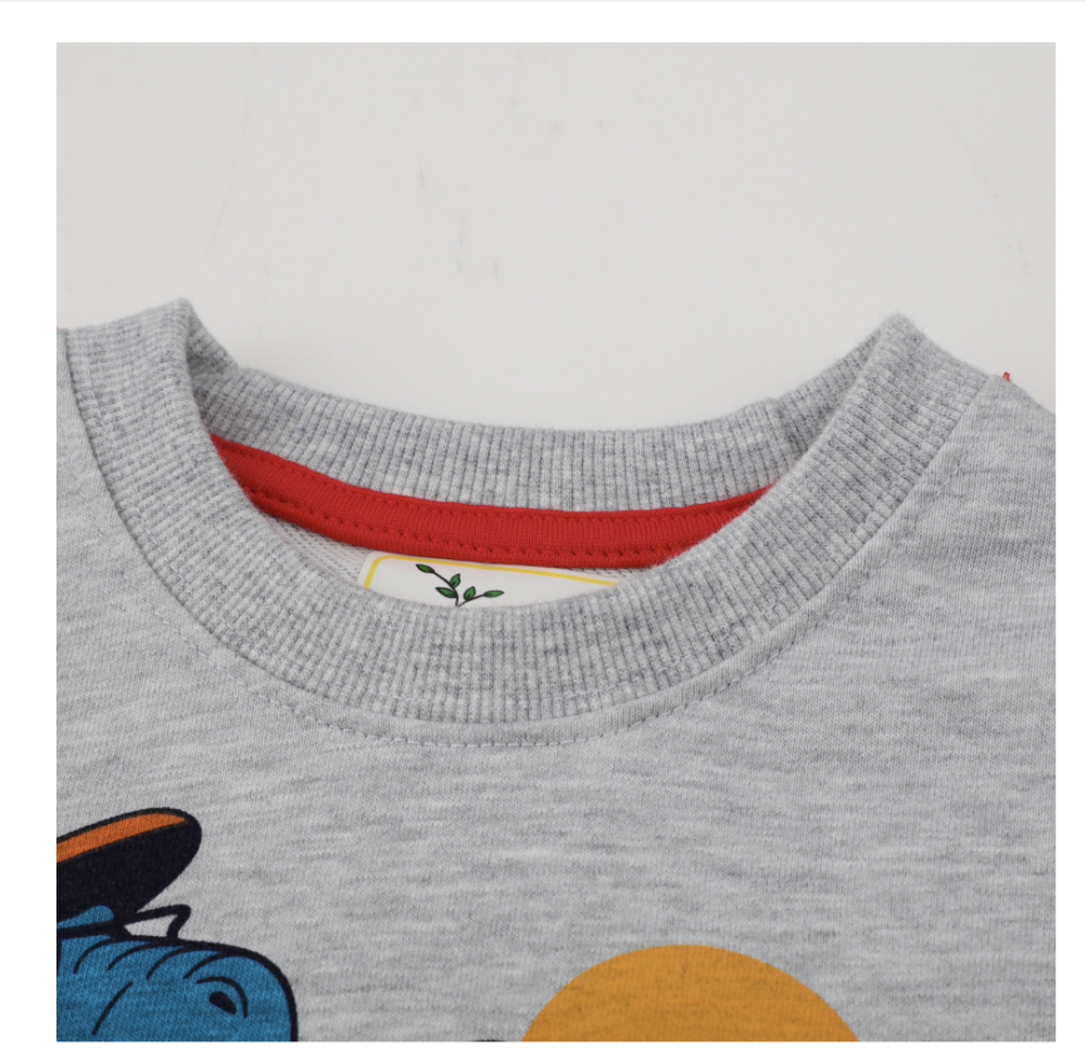2023 Spring New Foreign Trade Children's Clothing Amazon Boys Long Sleeves Long Pants Cotton Sweatshirt Dinosaur