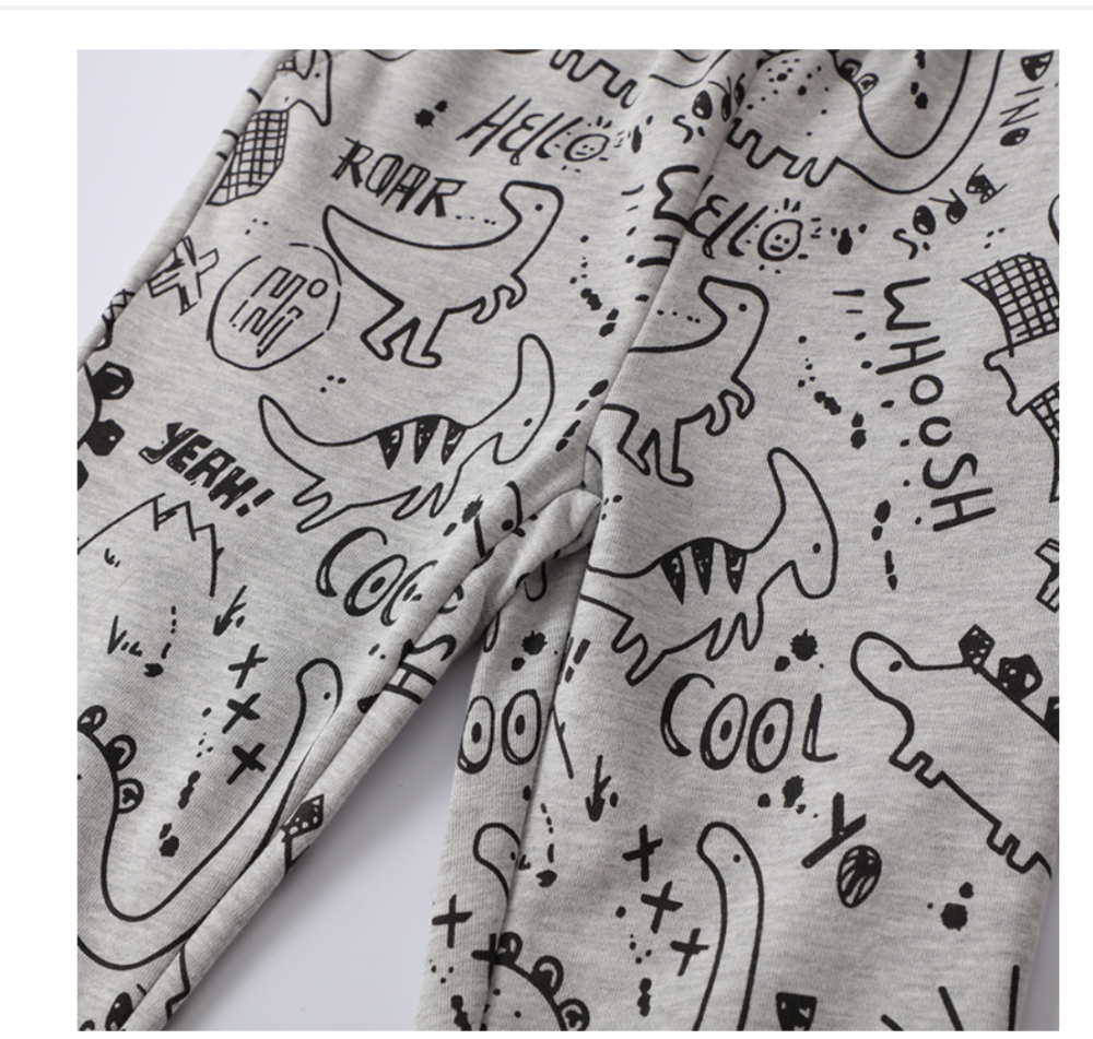 Boys' Pants 2022 New Children's Outerwear Autumn New Dinosaur Print Sports Pants for Children