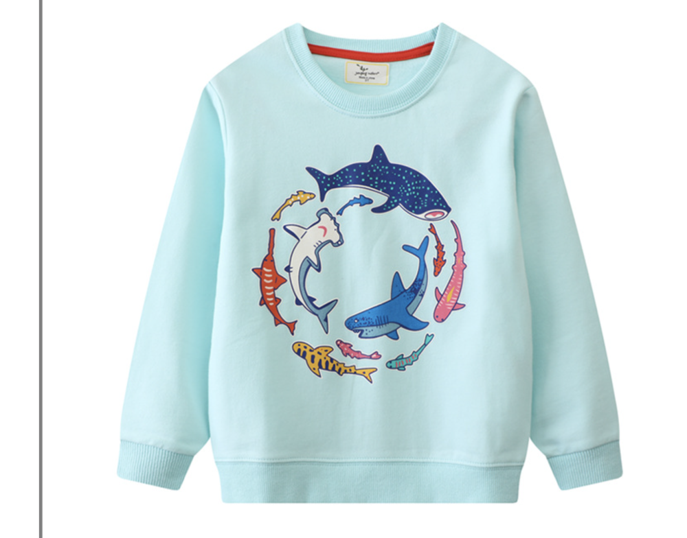 Boys' sweatshirts, autumn new products, small and medium-sized children's round neck sweatshirts, luminous pattern, children's long-sleeved bottoming shirts