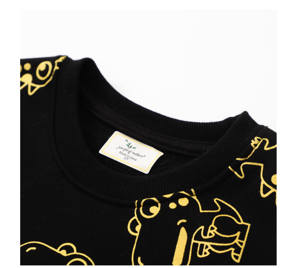 Spring and autumn boys' golden dinosaur sweatshirts for boys and girls cartoon pullover tops European and American children's clothing