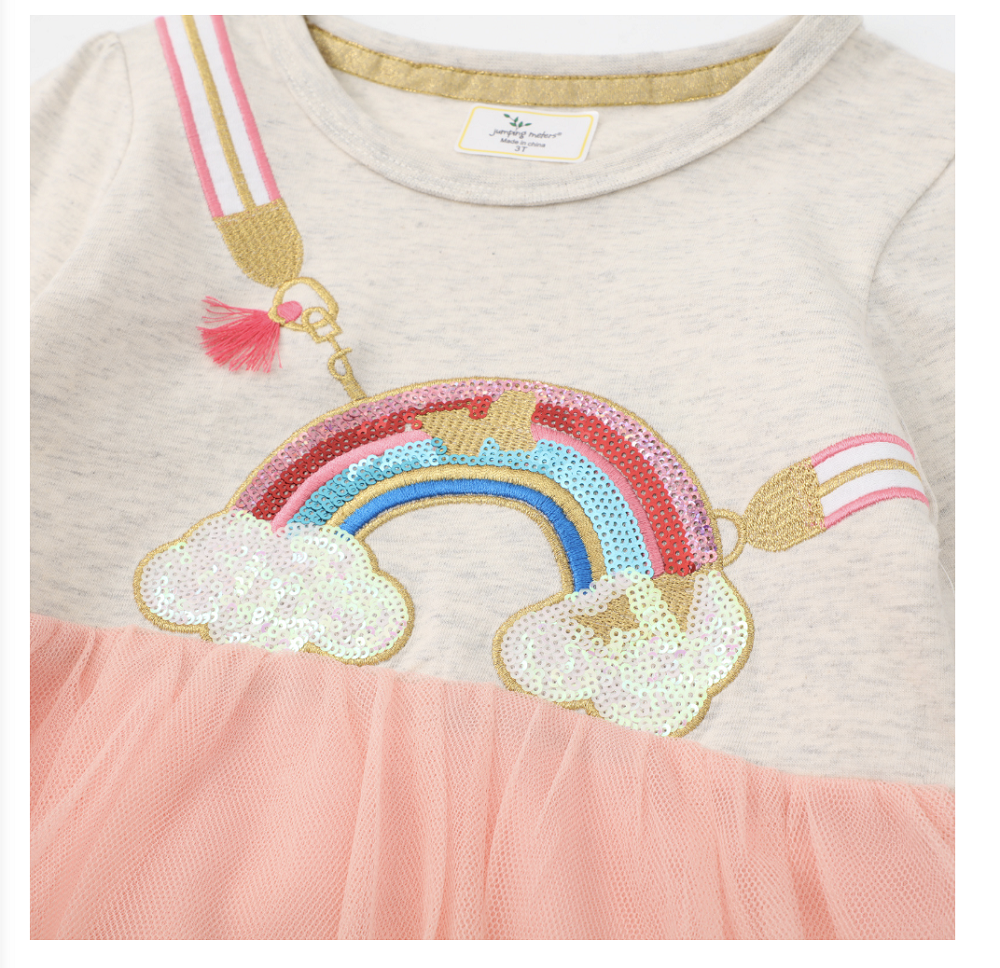 2023 Spring and Autumn New Style Western-style Princess Mesh Long-Sleeved Dress for Children and Girls Knitted Dress