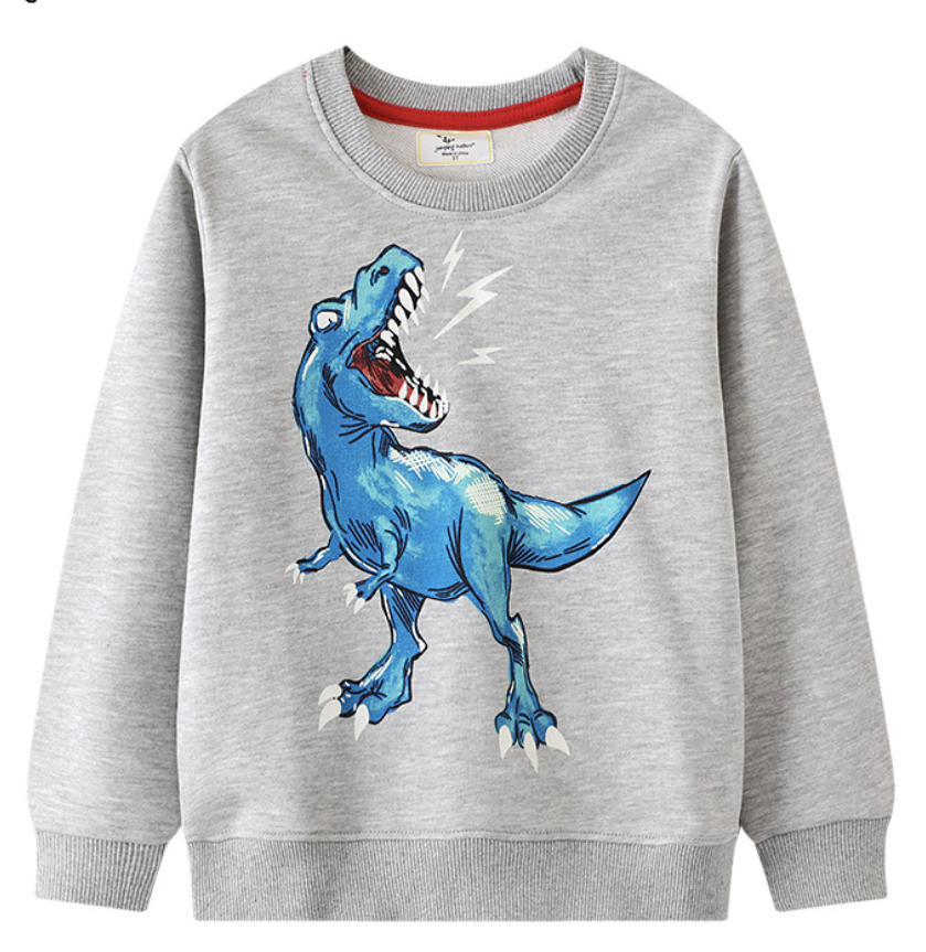 Spot spring children's luminous dinosaur pattern European and American children's clothing cotton long-sleeved handsome sweatshirt