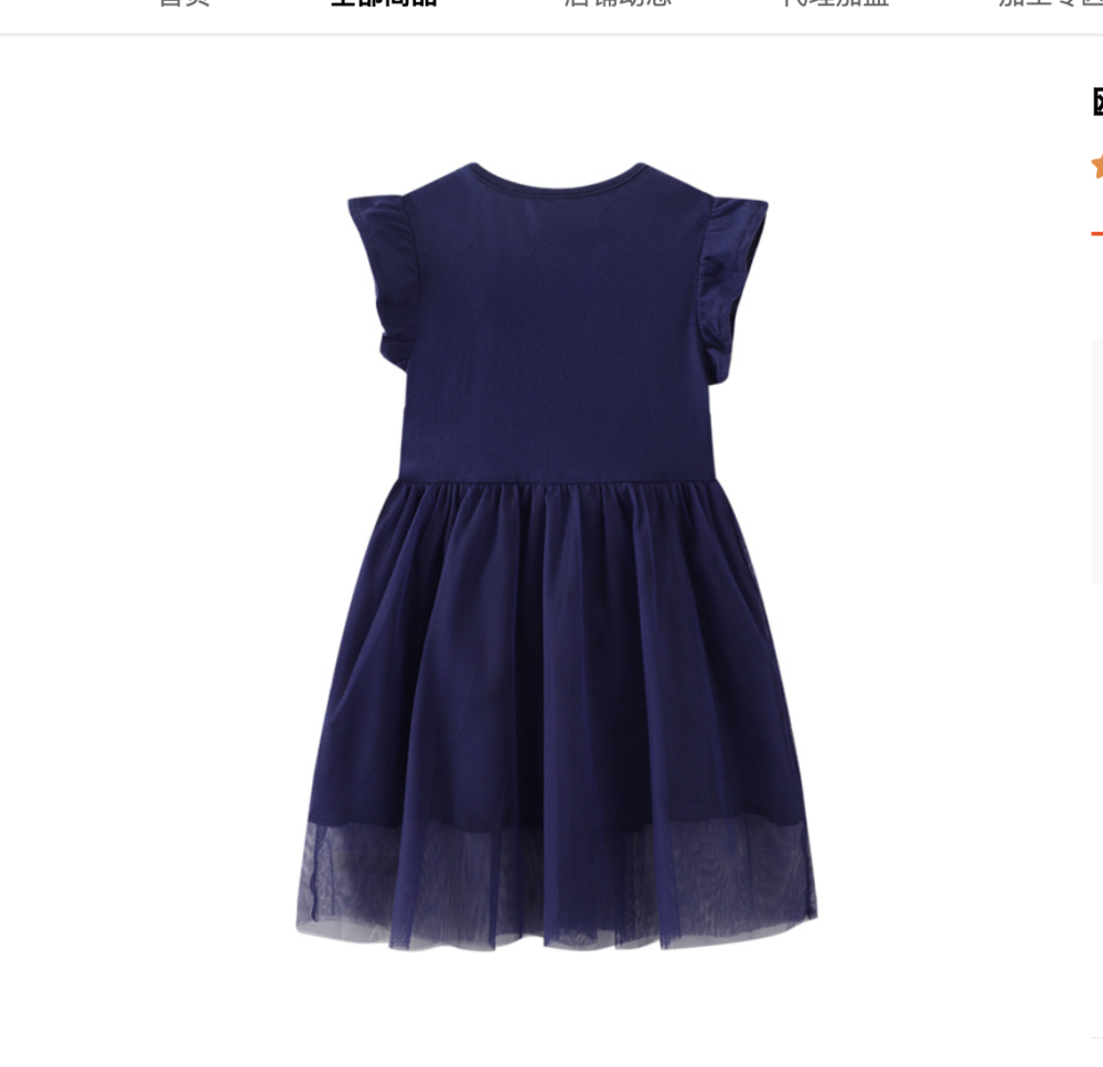 European and American style girls' gauze dress summer new children's mesh princess dress cartoon cute round neck children's dress