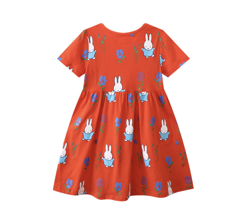 Spot European and American brand children's clothing summer small and medium-sized children's clothing cute skirt cotton short-sleeved little girl's clothing