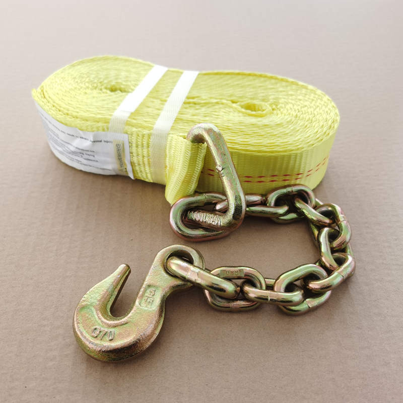 Winch Strap with Chain Hook Roll off Hoist PartsXiangtan Evergreen