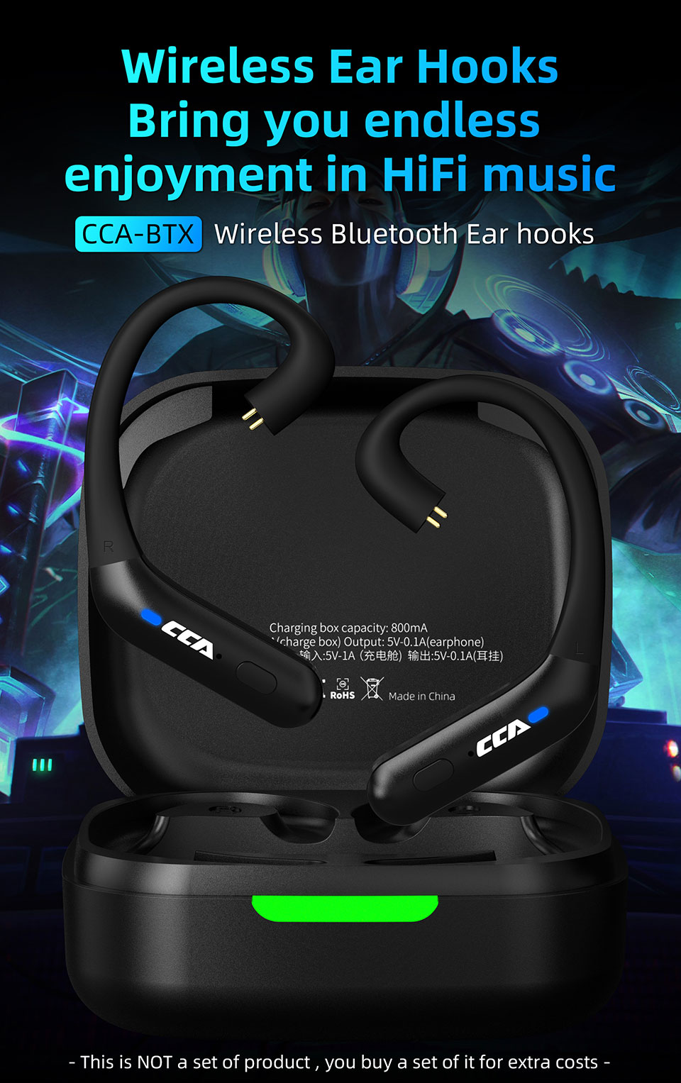 CCA BTX Earphone Module Bluetooth 5.2 QCC3040 Wireless Ear Hook Upgrade