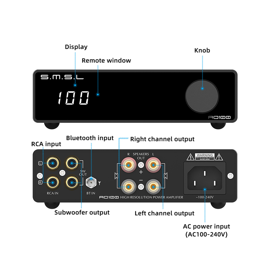 SMSL AO100 Bluetooth 5.0 パワーアンプ クラス Dアンプ 411cd2721a.jpg?x-oss-process=