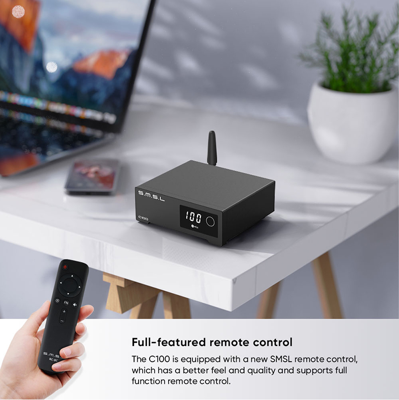 SMSL D400PRO DAC Hi-Fi Con Chip AK4191+AK4499EX, Supporto MQA, Bluetooth 5.1, Ingresso USB/I2S, Nero