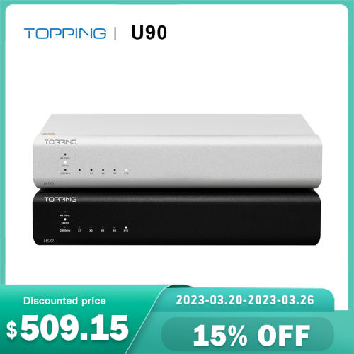TOPPING U90 USB Bridge PCM768kHz 32Bit DSD512 Native High Res USB Interface 1x lIS 2x AES 2x coaxial 2x optical outputs