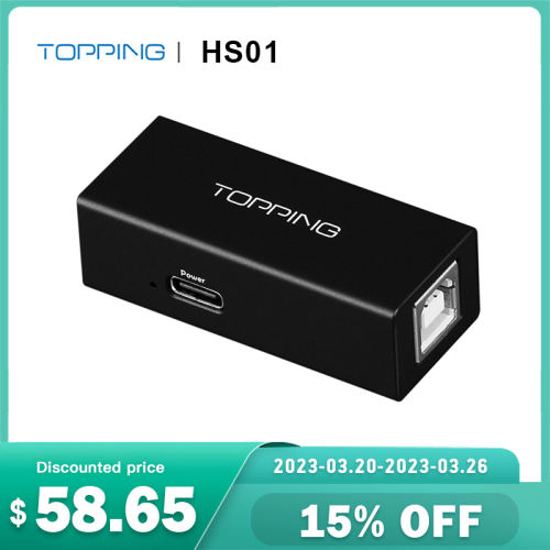 TOPPING HS01 USB 2.0 High Speed AUDIO ISOLATOR 1kVRMS USB Isolator USB 2.0 High SpeedPCM32bit/768kHz DSD512 Native Low Latency
