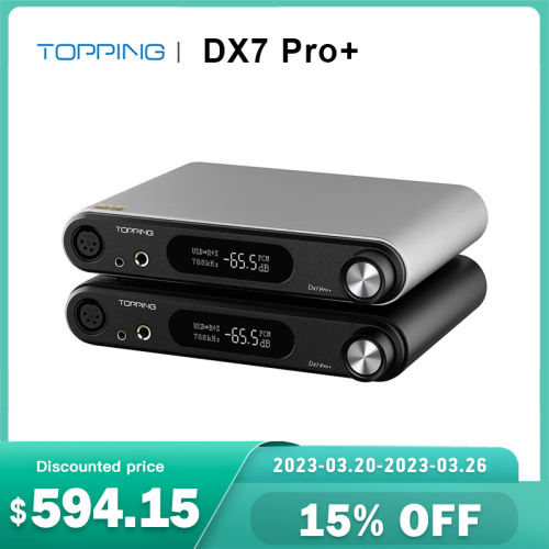 TOPPING DX7 Pro+ ES9038PRO DAC Bluetooth 5.1 DSD512 PCM768KHZ RCA XLR Output Headphone amp 1900mW*2 4.4MM 6.35MM 4 PIN XLR AMP