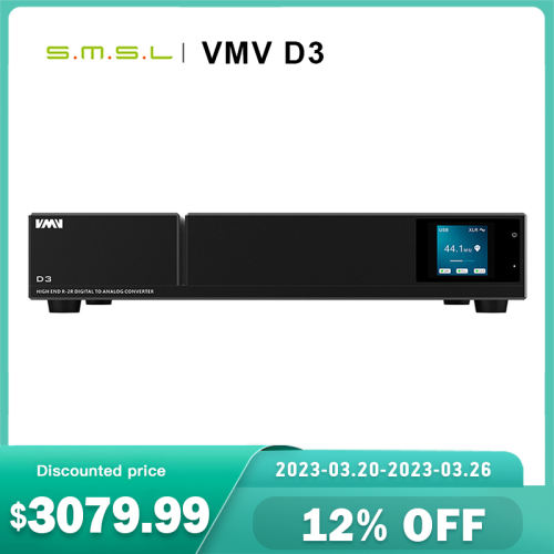 SMSL VMV D3 Advanced R2R Digital Audio DAC PCM1704U-J*4 SM5847 XMOS DSD512 32BIT 768KHZ ACCUSILICON*2 I2S Decoder balanced outpu