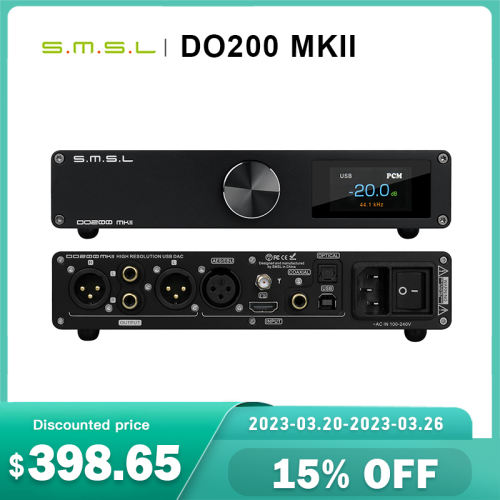 SMSL DO200 MKII MQA Audio DAC ES9068AS*2 XMOS Bluetooth 5.0 MQA, Full Decoding OPA1612*5 op amps DSD512 768KHZ 32Bit,CD Decoder