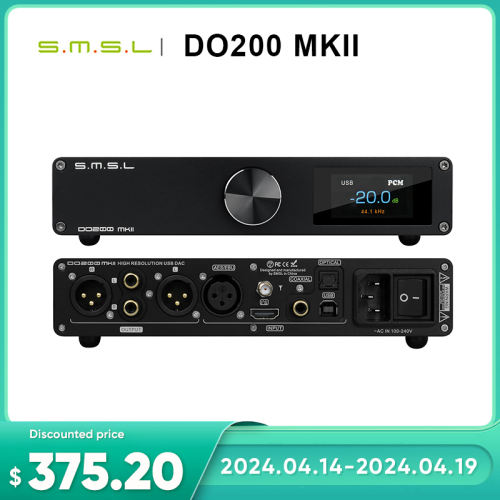 SMSL DO200 MKII MQA Audio DAC ES9068AS*2 XMOS Bluetooth 5.0 MQA, Full Decoding OPA1612*5 op amps DSD512 768KHZ 32Bit,CD Decoder