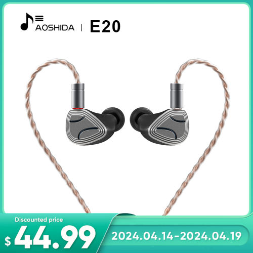 AOSHIDA E20 Earphone 10mm Beryllium Coated Dynamic Driver 8mm DLC Diaphragm In-ear Headphone HiFi Audio Earset Outdoor