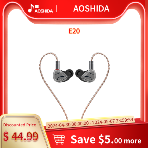 AOSHIDA E20 Earphone 10mm Beryllium Coated Dynamic Driver 8mm DLC Diaphragm In-ear Headphone HiFi Audio Earset Outdoor