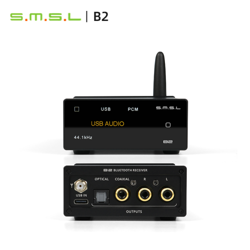 SMSL B2 USB/Bluetooth Audio Receiver Converter CS43131 Bluetooth 5.1 USB DAC Optical/Coaxial/RCA