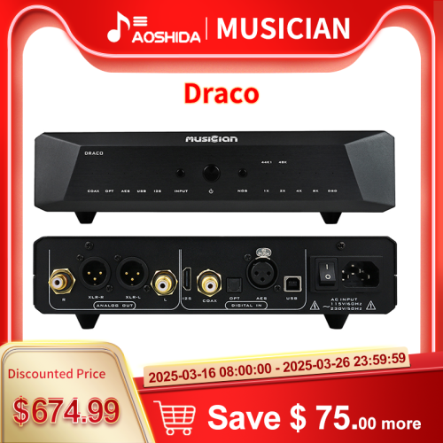 MUSICIAN Draco R2R DAC I2S/Coaxial/Optical/AES Blanced/USB input RCA/XLR balanced output ALTERA CHIP R2R decoder