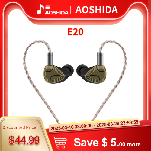 AOSHIDA E20 Earphone 10mm Beryllium Coated Dynamic Driver 8mm DLC Diaphragm In-ear Headphone HiFi Audio Earset Outdoor