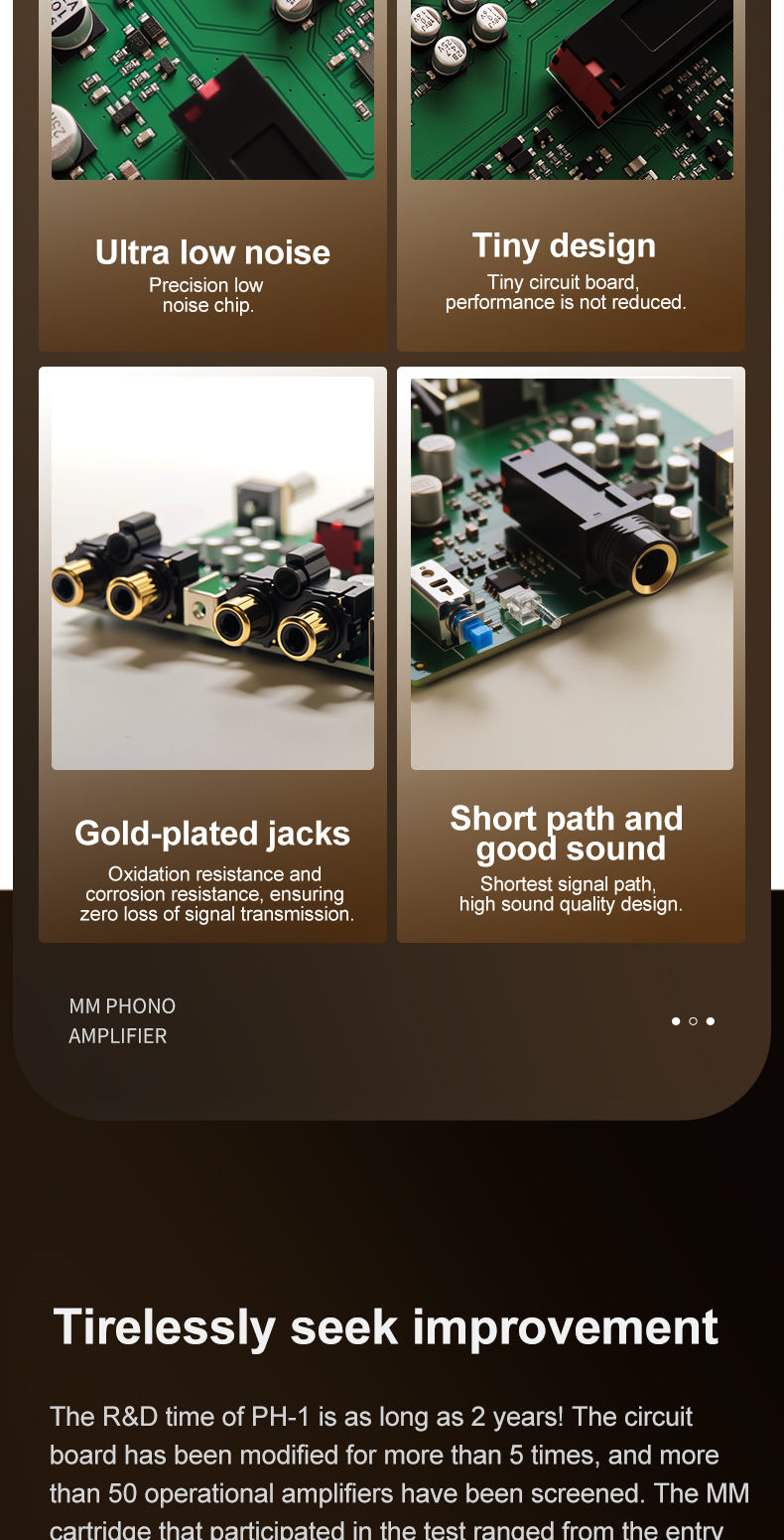 Preamplificatore Phono SMSL PH-1 Con Uscita Cuffie 6.35mm, Guadagno 46dB, Bassa Distorsione, Alimentazione USB 5V
