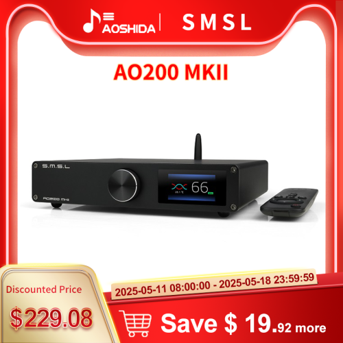 SMSL AO200 MKII Power Amplifier 160W*2  XLR RCA Bluetooth 5.0 Subwoofer 2.1