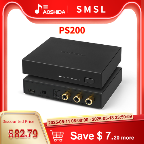 SMSL PS200 Multifunctional Audio Decoder ES9039Q2M UAC1/2 Built-in Bluetooth PS5 32bit/768kHz DSD512