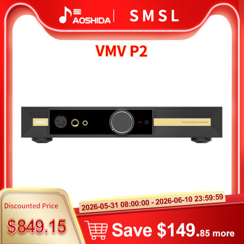 SMSL VMV P2 Headphone Amplifier High Resolution HPA High Power Headphone AMP Dual PU30212 Fully Balanced Hi-res Pre-amp SNR 133dB