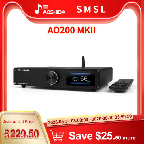 SMSL AO200 MKII Power Amplifier 160W*2  XLR RCA Bluetooth 5.0 Subwoofer 2.1