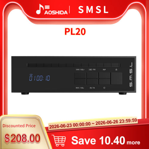 SMSL PL20 Recordable CD Player dual CS43131 chip Bluetooth 5.3